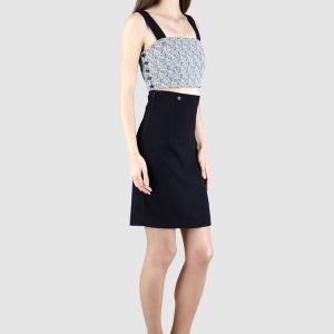 Jupe droite taille haute transformable