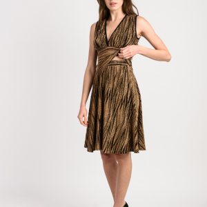 Jupe Evasée Fluide en Lurex Doré