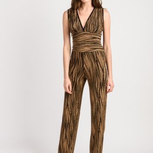 Pantalon maille lurex doré