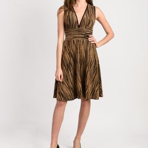 Robe évasée en jersey lurex Doré