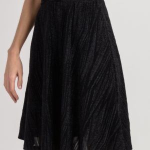 Jupe Evasée Fluide en Lurex Noir