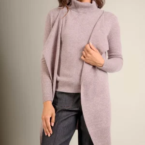 ABIGAIL veste longue caribou chiné 100% cachemire