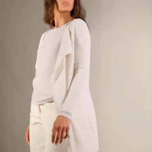 ABIGAIL veste longue gris perle chiné 100% cachemire