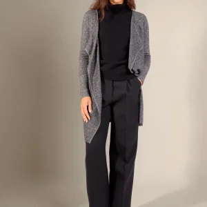 ABIGAIL veste longue noir/blanc 100% cachemire