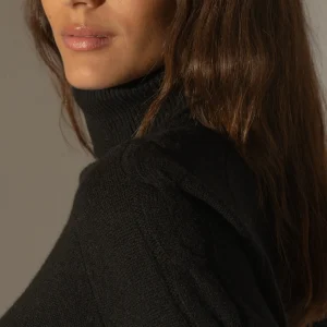 ALBANY pull col roulé 4 fils noir 100% cachemire