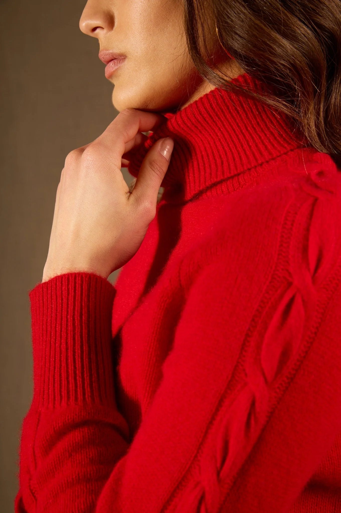 ALBANY pull col roulé 4 fils rouge 100% cachemire – Image 6