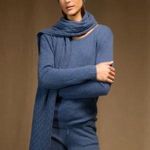 ALEJANDRO bonnet bleu denim 100% cachemire