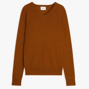 ALEXANDER pull col v auburn 100% cachemire