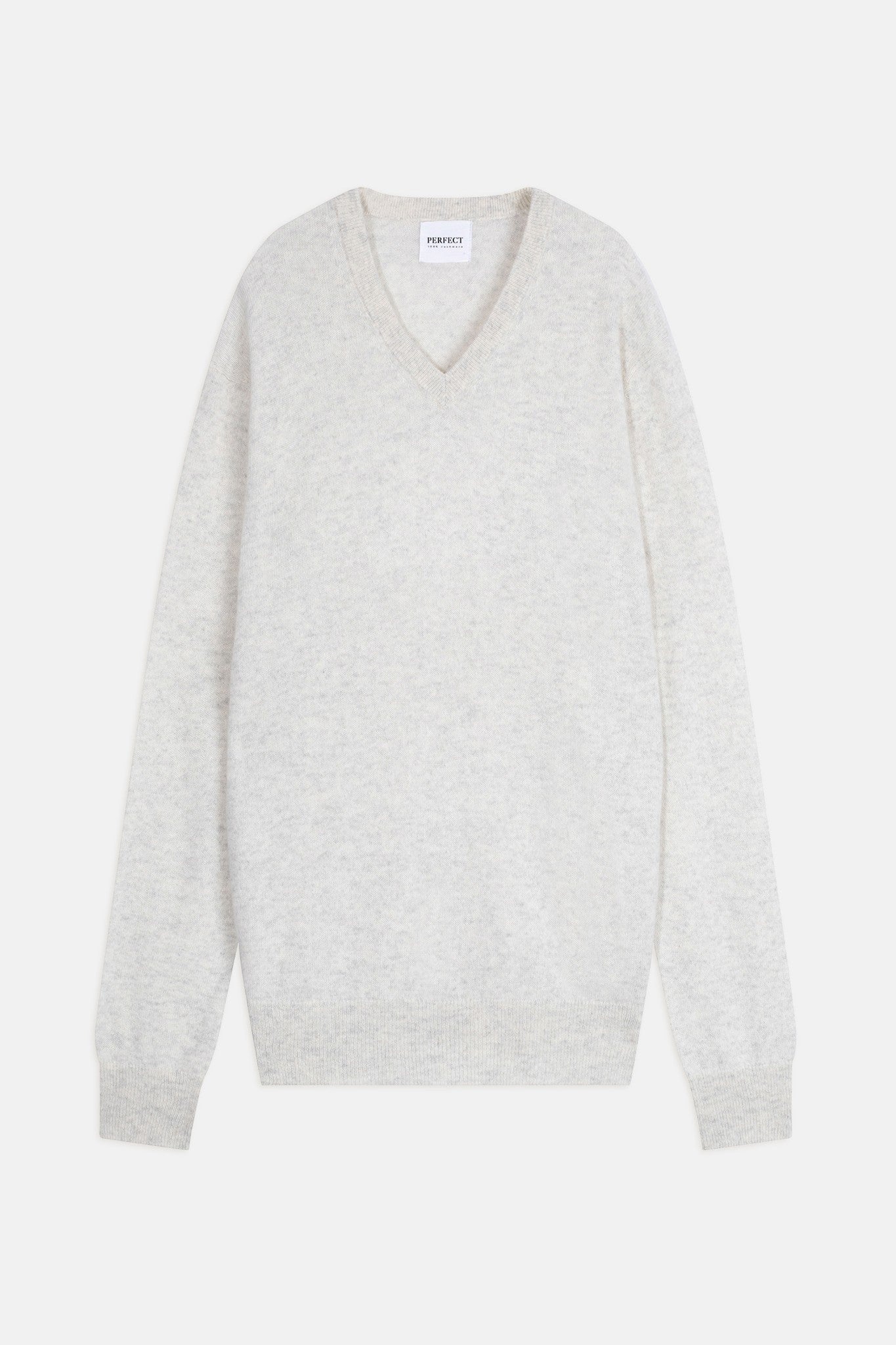 ALEXANDER pull col v gris perle chiné 100% cachemire – Image 2