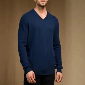 ALEXANDER pull col v minuit 100% cachemire