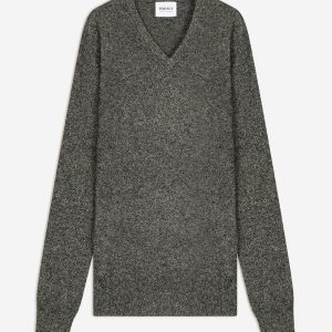 ALEXANDER pull col v noir/blanc 100% cachemire