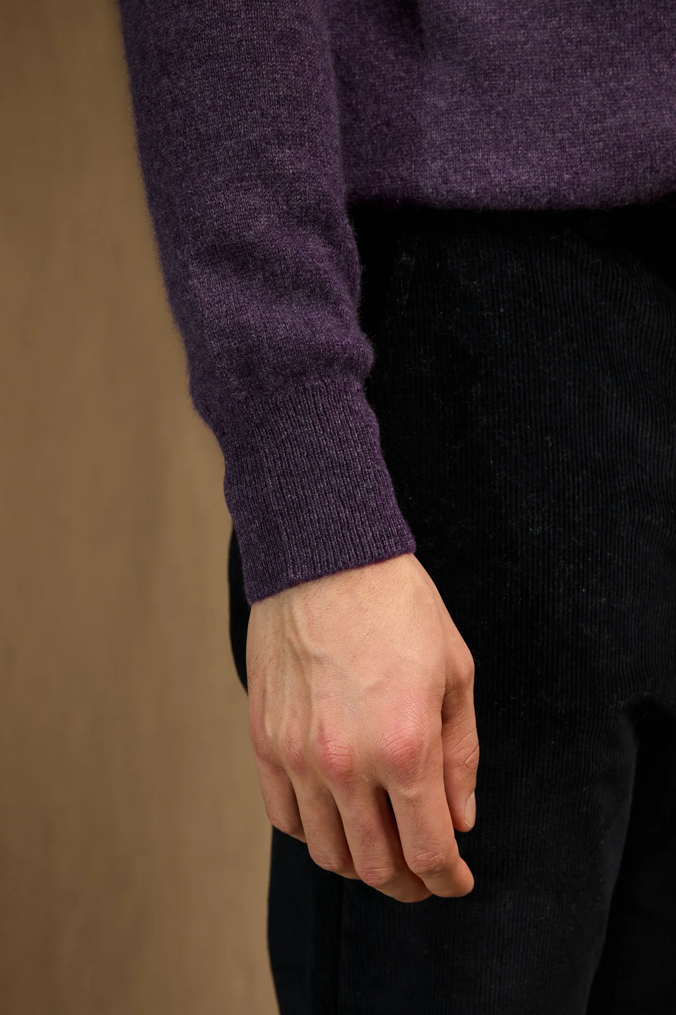 ALEXANDER pull col v violet chiné 100% cachemire – Image 5