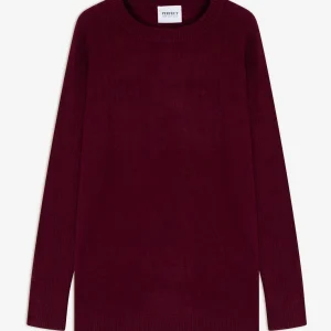 AMVIRA pull col rond bordeaux 100% cachemire