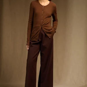 AMY cardigan col rond cannelle 100% cachemire