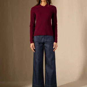 ARLENA pull col claudine bordeaux 100% cachemire