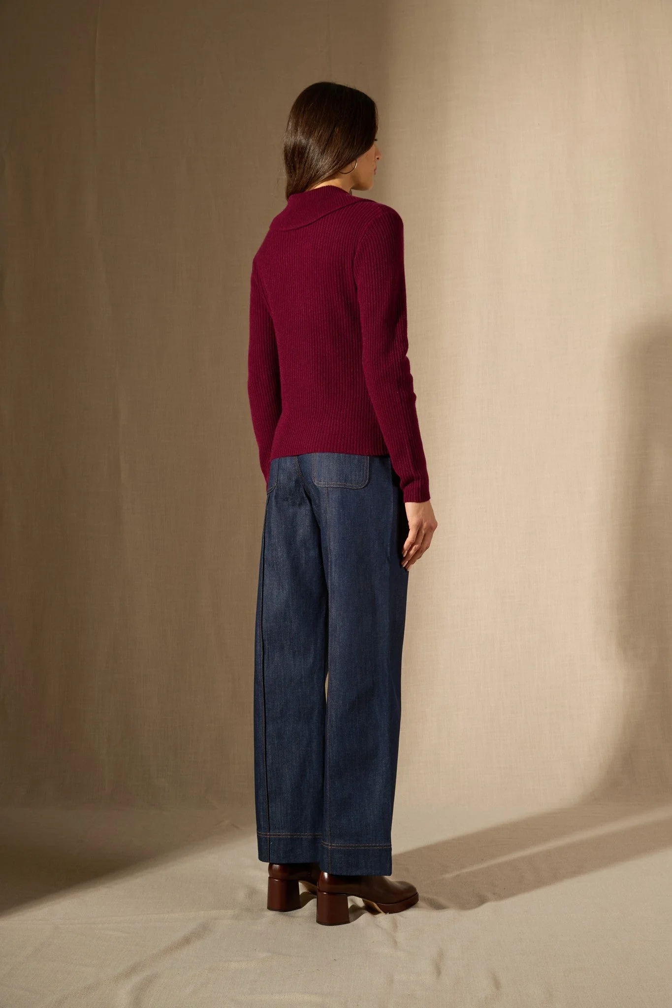 ARLENA pull col claudine bordeaux 100% cachemire – Image 4