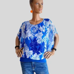 Blouse BLEUE imprimée à fleurs
