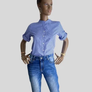 JEAN straight à strass BLEU CLAIR