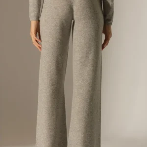 ELOA pantalon large nuage chiné 100% cachemire