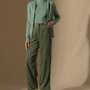 EMMA gilet zippé capuche vert chiné 100% cachemire