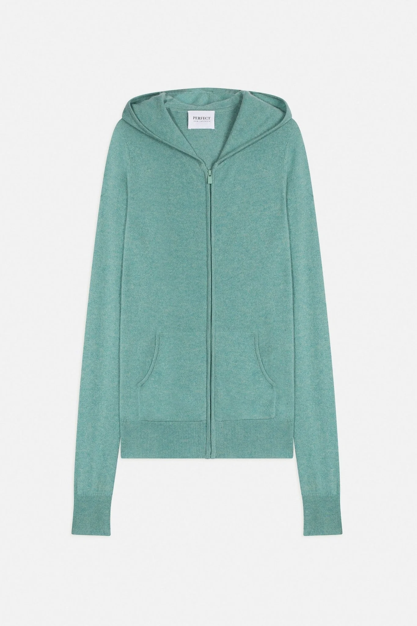 EMMA gilet zippé capuche vert chiné 100% cachemire – Image 7