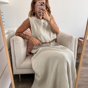 Ensemble jupe et top beige