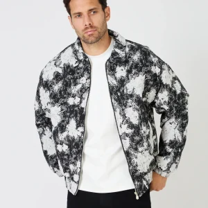 Veste Zippée Oversize Jacquard À Motif Floral