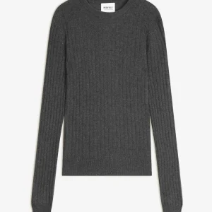 KYLIE pull col rond anthracite chiné 100% cachemire