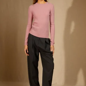 KYLIE pull col rond bois de rose 100% cachemire