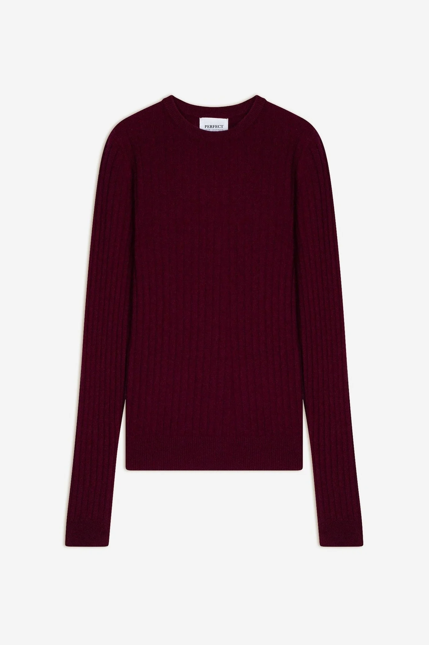 KYLIE pull col rond bordeaux 100% cachemire