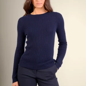 KYLIE pull col rond navy 100% cachemire