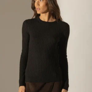 KYLIE pull col rond noir 100% cachemire