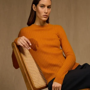 KYLIE pull col rond ocre 100% cachemire