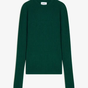 KYLIE pull col rond vert anglais 100% cachemire