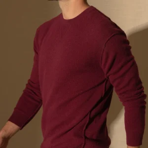 SOAN pull col rond bordeaux 100% cachemire