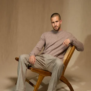 SOAN pull col rond caribou chiné 100% cachemire