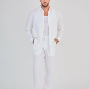 Chemise en Lin Manches Longues Blanche