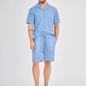 Ensemble Rayure Relief Bleu