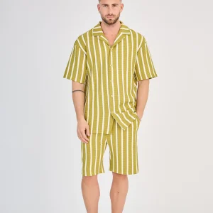 Ensemble Rayure Nid d'Abeille Jaune