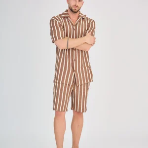 Ensemble Rayure Nid d'Abeille Marron