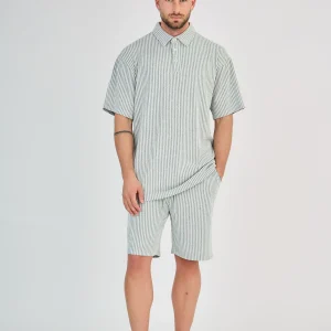 Ensemble Maille Rayée Vert Short