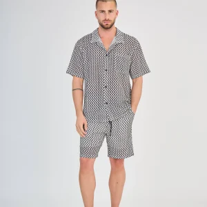 Ensemble Maille Géométrique Ajourée Noir et Blanc